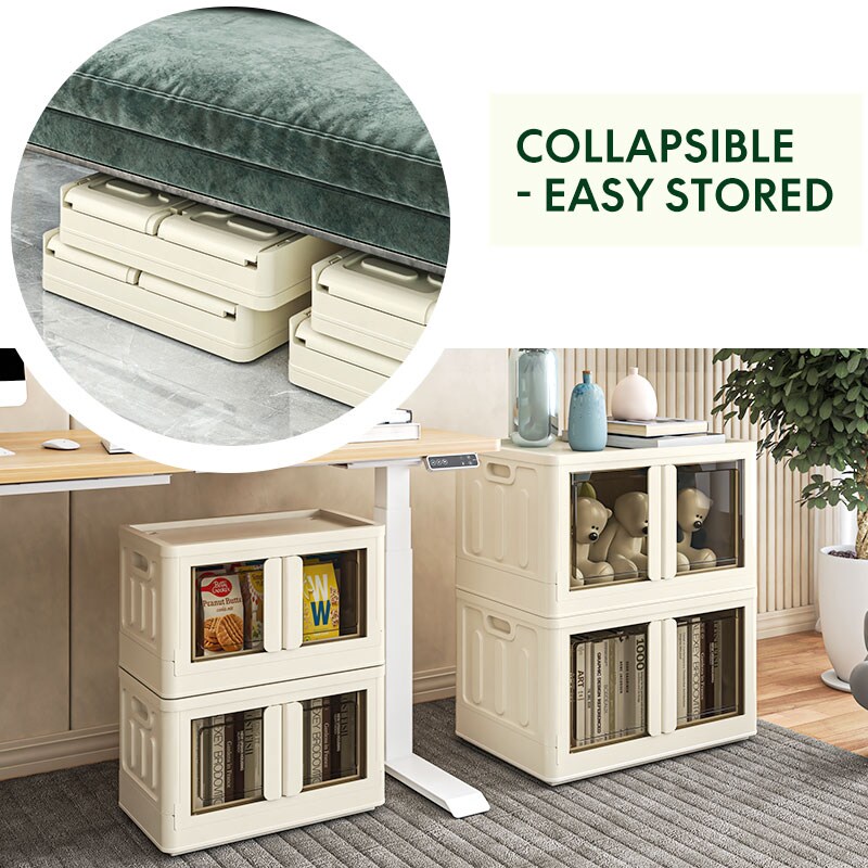 Storage Bins with Lid and Clear Door Plastic Collapsible ST1